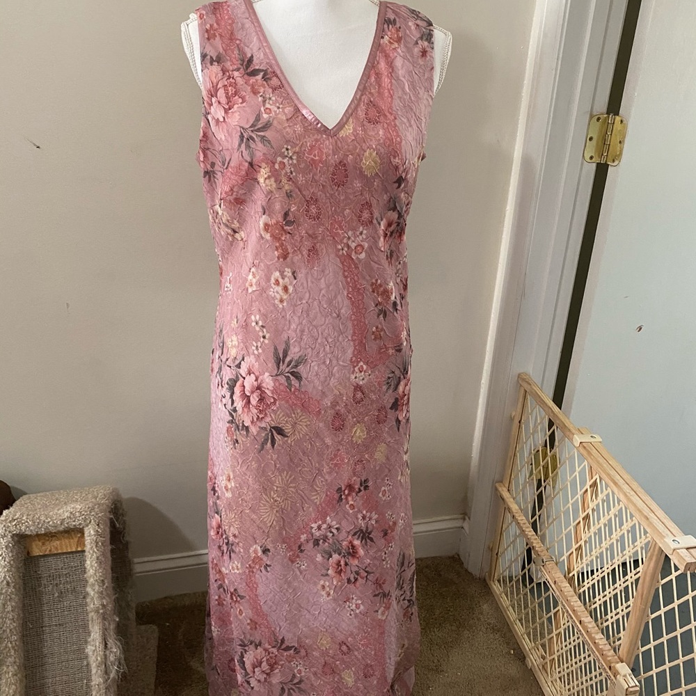 R&M sleeveless pink floral maxi dress